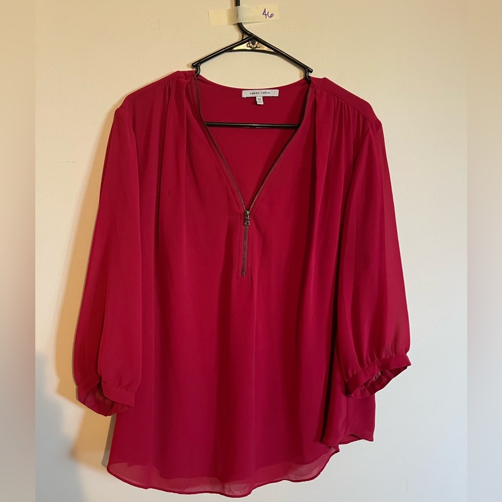 Naked Zebra fuscia zip top